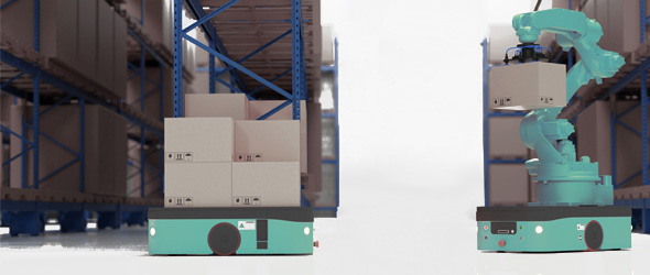 AGV倉(cāng)儲(chǔ)物流機(jī)器人應(yīng)用圖